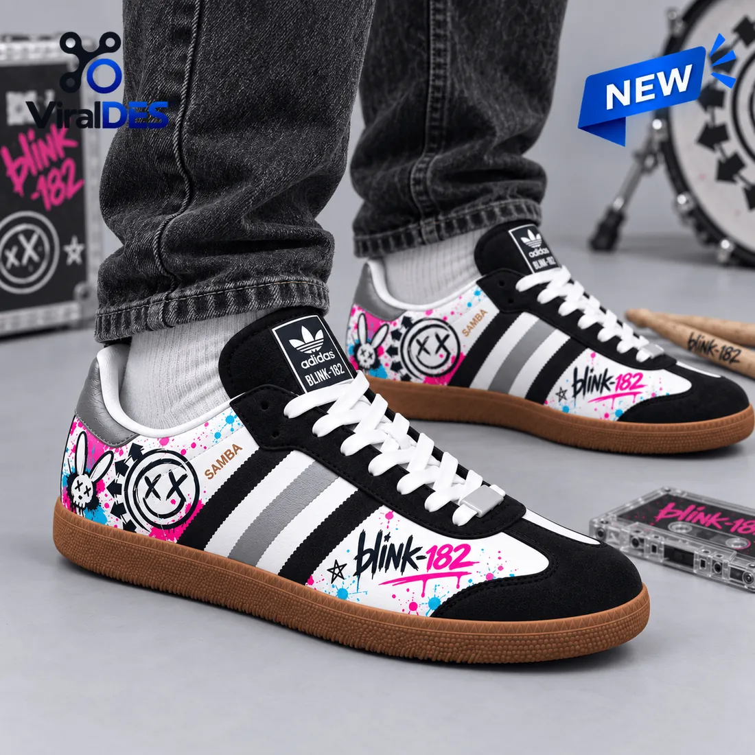 Blink-182 Smiley Adidas Samba Shoes Blink-182 Smiley Adidas Samba Shoes