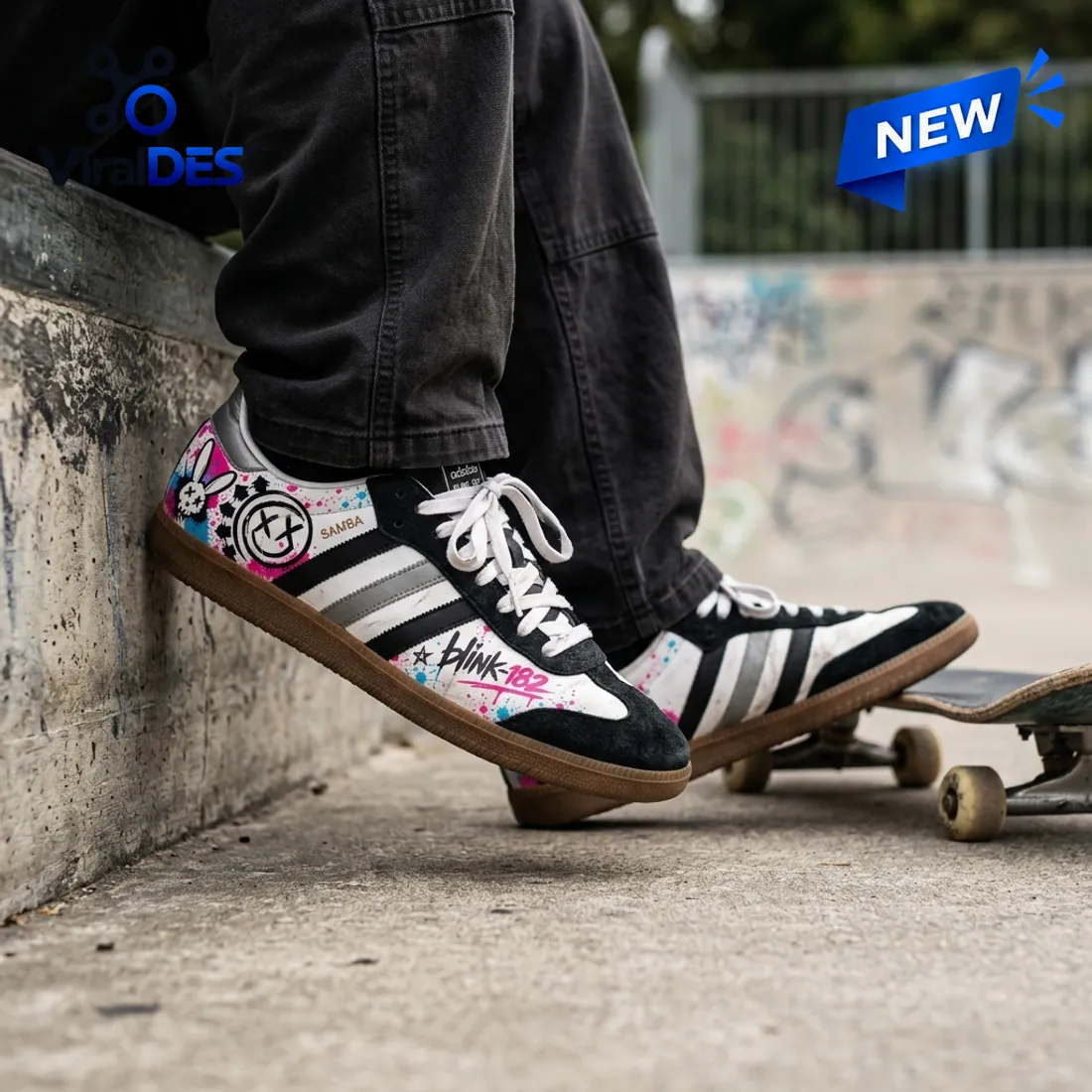 Blink-182 Smiley Adidas Samba Shoes Blink-182 Smiley Adidas Samba Shoes