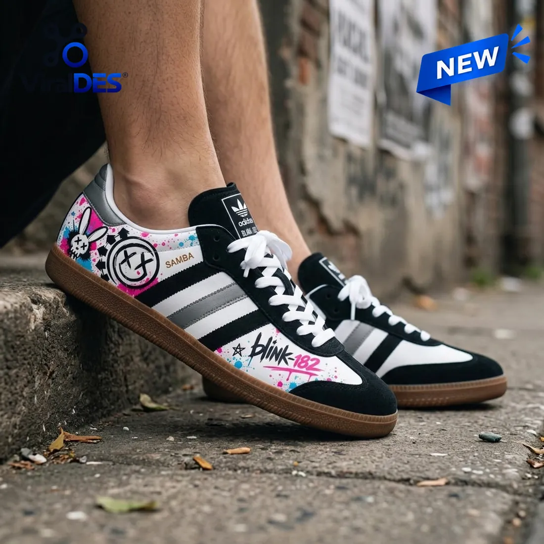 Blink-182 Smiley Adidas Samba Shoes Blink-182 Smiley Adidas Samba Shoes