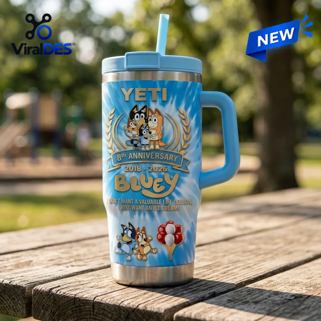 Bluey 8th Anniversary Blue Stanley Tumbler 40oz Bluey 8th Anniversary Blue Stanley Tumbler 40oz