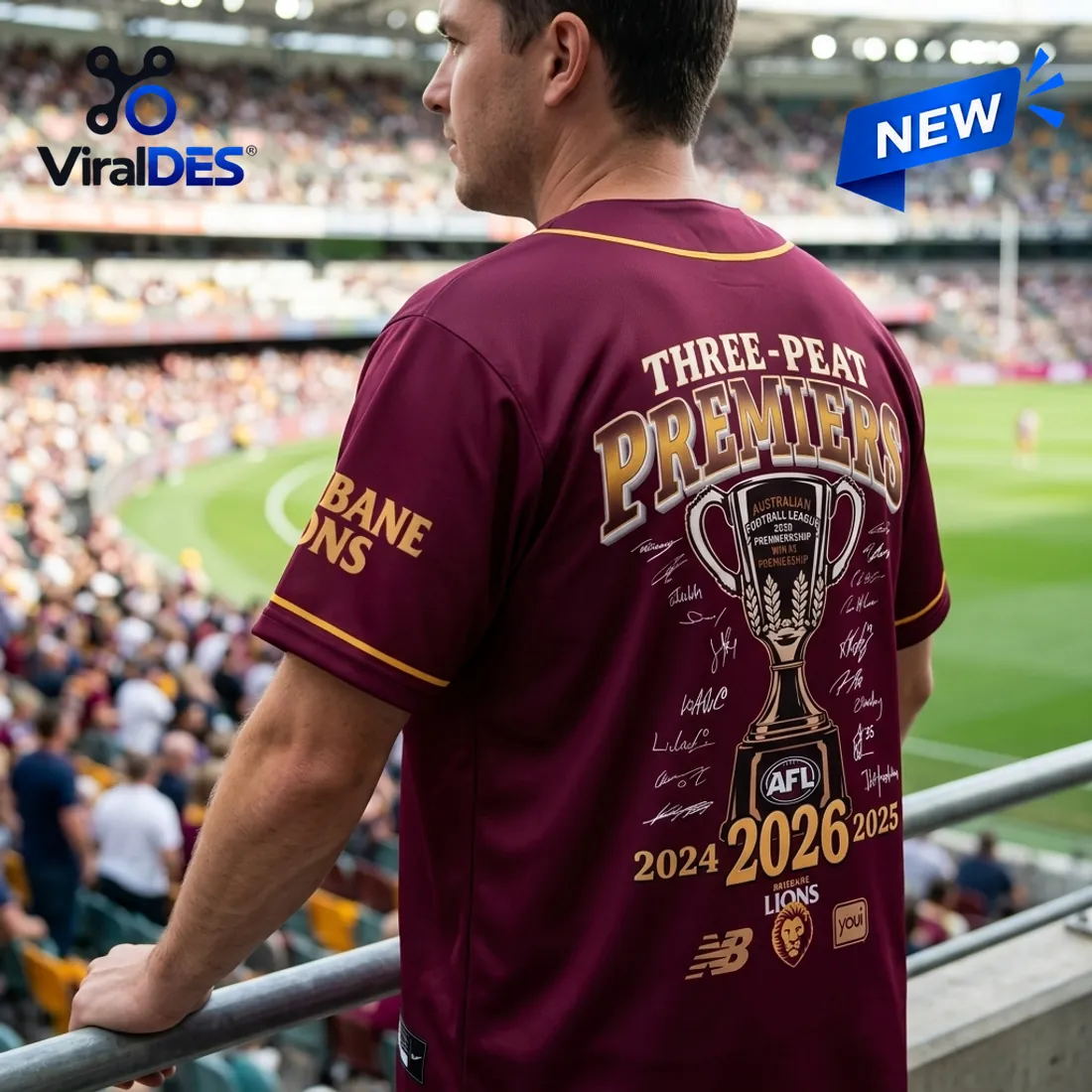 Brisbane Lions 2026 AFL Premiers Maroon Baseball Jersey Brisbane Lions 2026 AFL Premiers Maroon Baseball Jersey