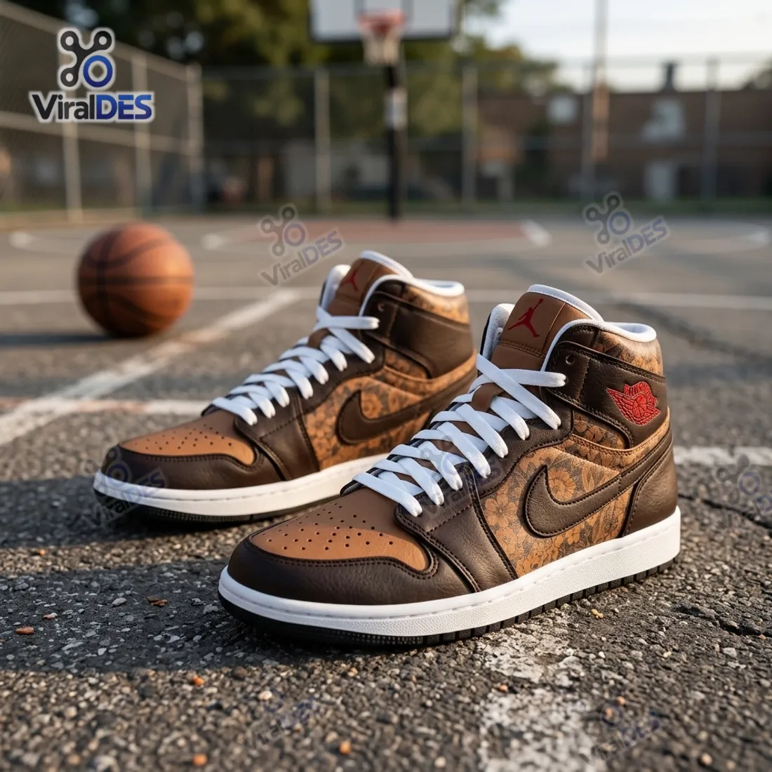 Brown Floral High Top Air Jordan Sneakers Brown Floral High Top Air Jordan Sneakers