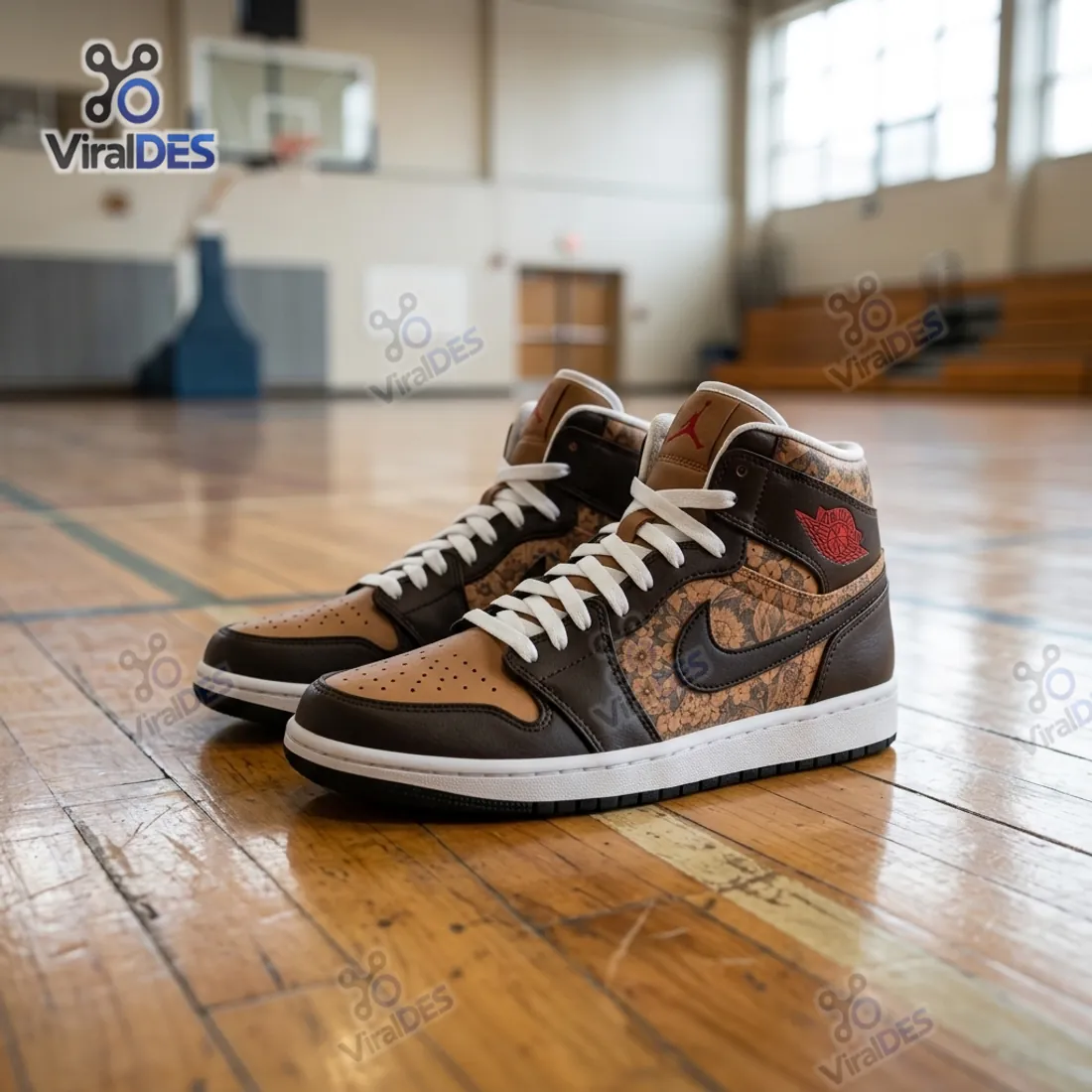 Brown Floral High Top Air Jordan Sneakers Brown Floral High Top Air Jordan Sneakers