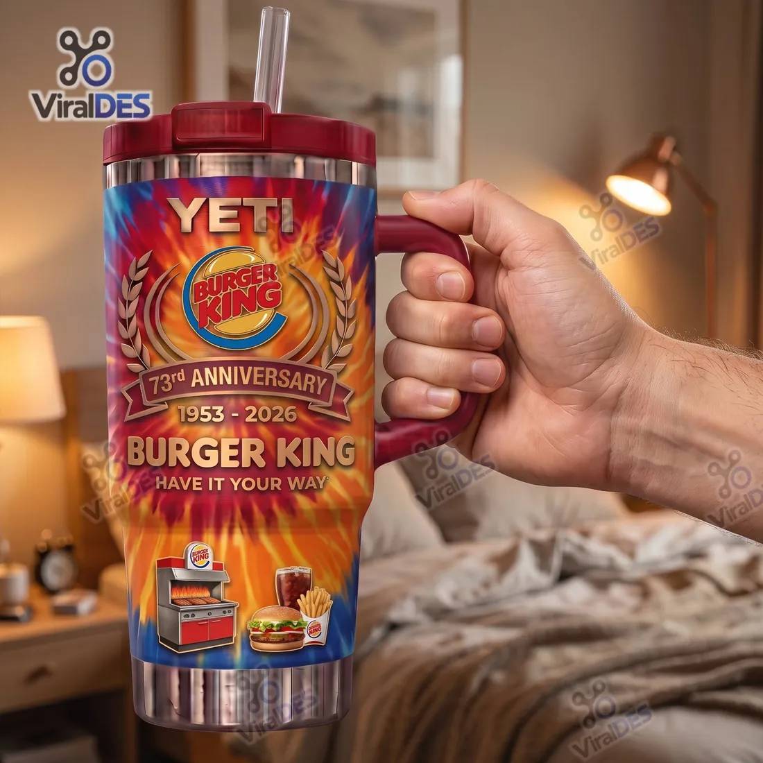 Burger King 73rd Anniversary Handle Tumbler Cup Burger King 73rd Anniversary Handle Tumbler Cup