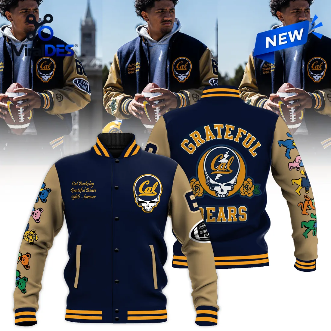 California Golden Bears Grateful Dead Baseball Jacket California Golden Bears Grateful Dead Baseball Jacket