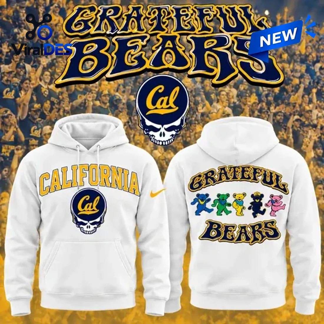 California Golden Bears Grateful Dead White Hoodie California Golden Bears Grateful Dead White Hoodie