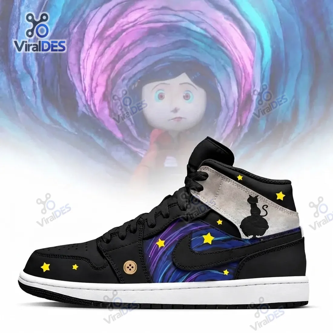 Coraline Black Cat Starry Night Air Jordan 1 Sneakers Coraline Black Cat Starry Night Air Jordan 1 Sneakers