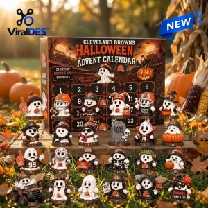 Front view of Cleveland Browns Halloween Advent Calendar 2026 with spooky ghost figures.