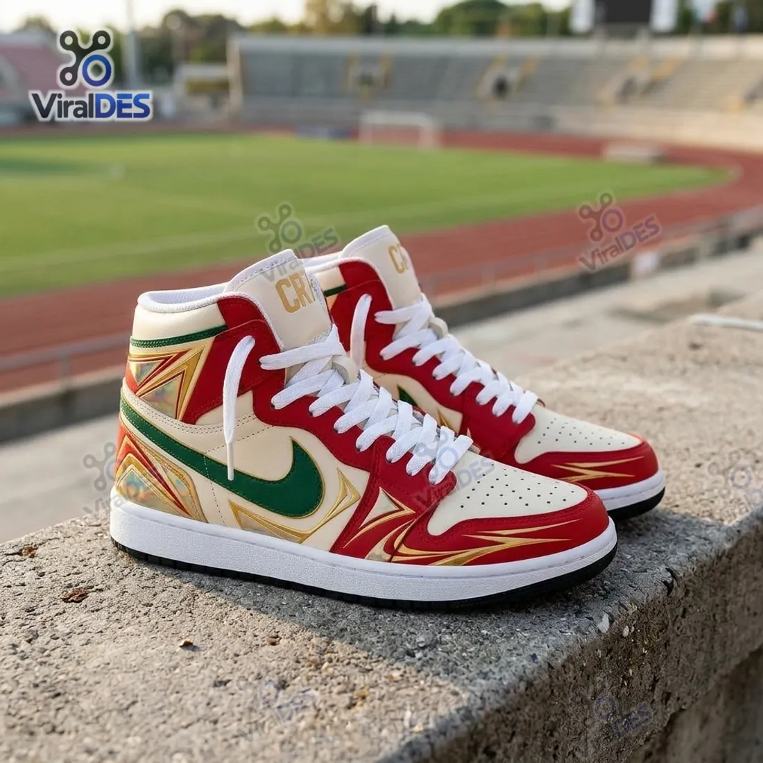 Cristiano Ronaldo Portugal Red Air Jordan 1 High Top Sneakers Cristiano Ronaldo Portugal Red Air Jordan 1 High Top Sneakers