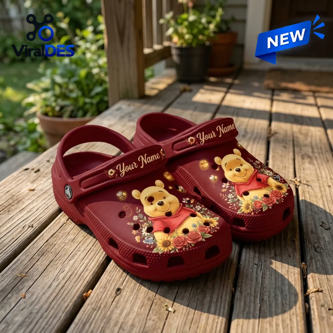 Custom Winnie the Pooh Sunflower Clogs Custom Winnie the Pooh Sunflower Clogs
