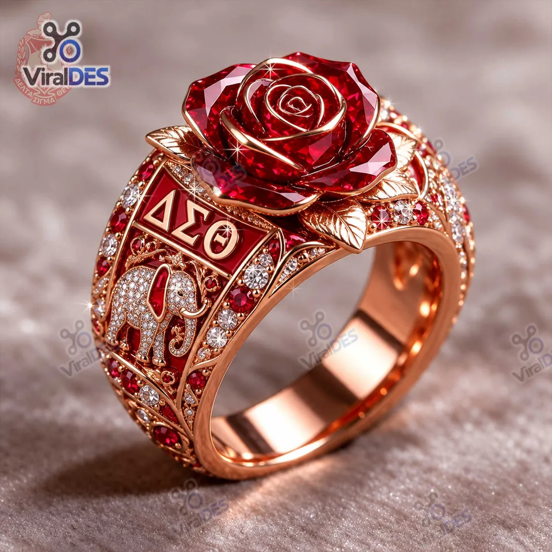 Delta Sigma Theta Rose Gold Elephant Ring Delta Sigma Theta Rose Gold Elephant Ring