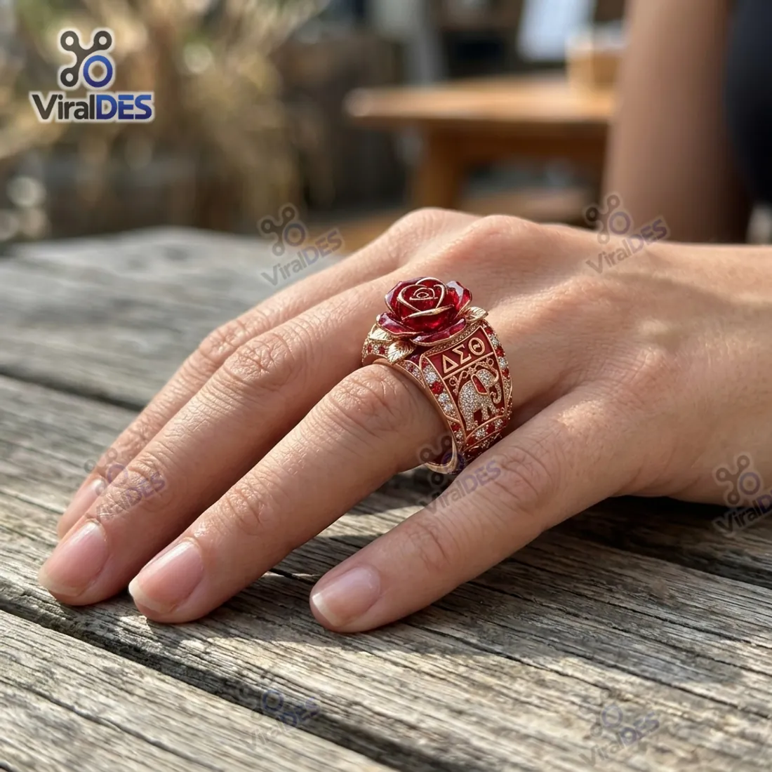 Delta Sigma Theta Rose Gold Elephant Ring Delta Sigma Theta Rose Gold Elephant Ring