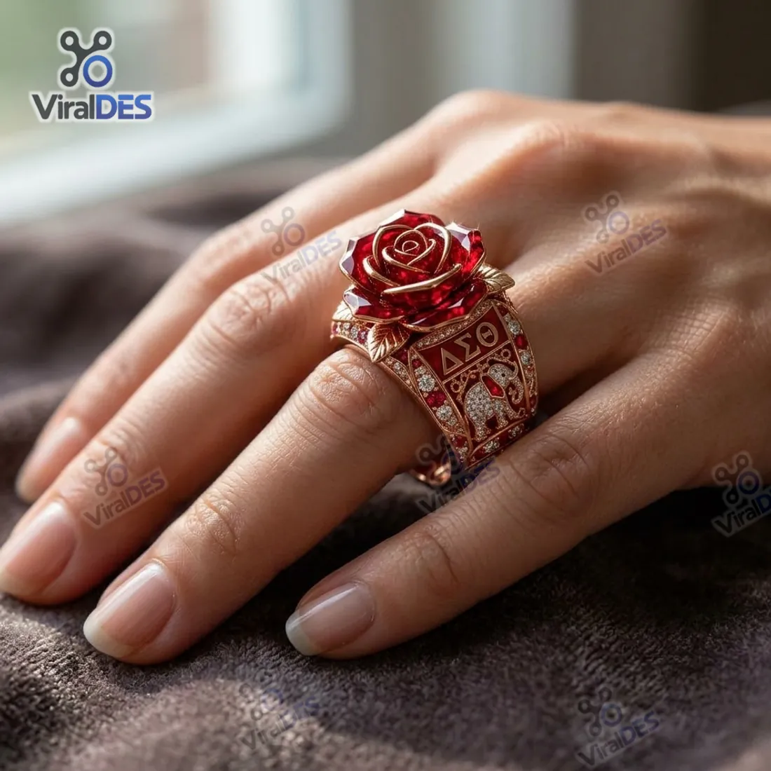 Delta Sigma Theta Rose Gold Elephant Ring Delta Sigma Theta Rose Gold Elephant Ring