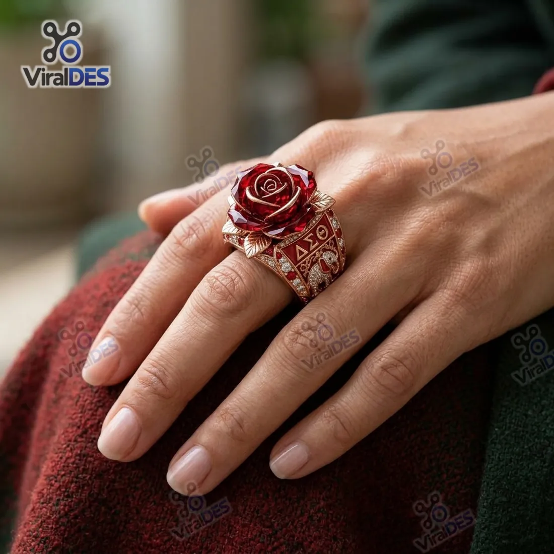 Delta Sigma Theta Rose Gold Elephant Ring Delta Sigma Theta Rose Gold Elephant Ring