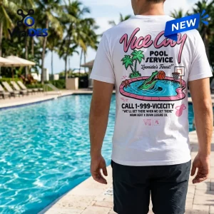 Back view of the Grand Theft Auto VI x Miami Heat White Shirt featuring a pool graphic.