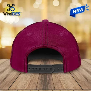 Rear view of the Brisbane Lions Three Peat Premiers Maroon Cap with adjustable black snapback strap.