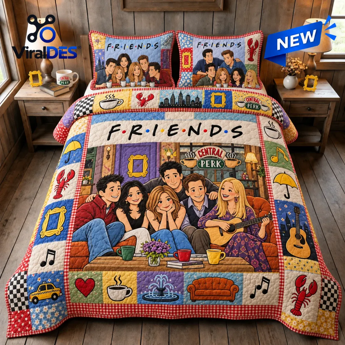 Friends Central Perk Patchwork Quilt Set Friends Central Perk Patchwork Quilt Set