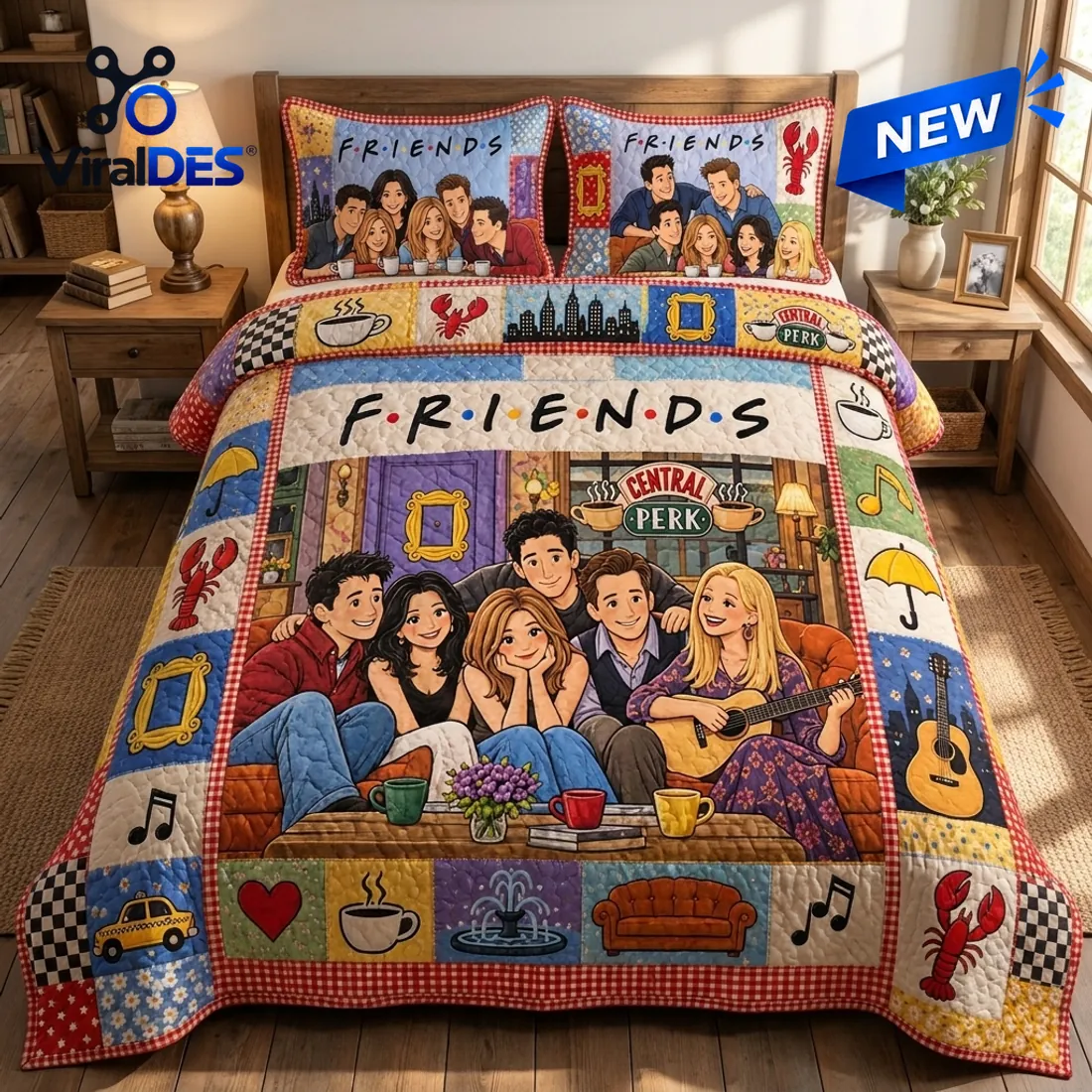 Friends Central Perk Patchwork Quilt Set Friends Central Perk Patchwork Quilt Set