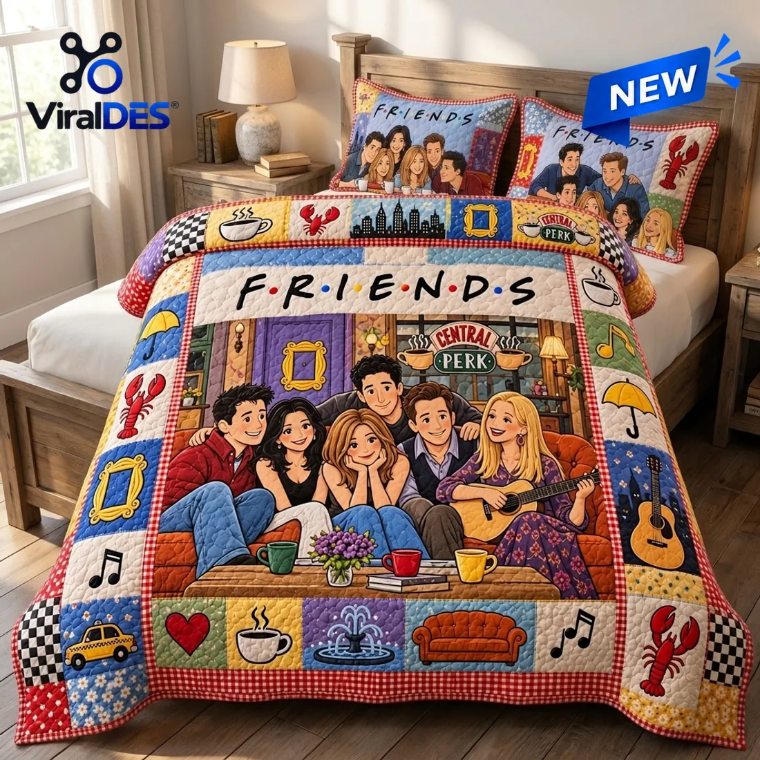 Friends Central Perk Patchwork Quilt Set Friends Central Perk Patchwork Quilt Set