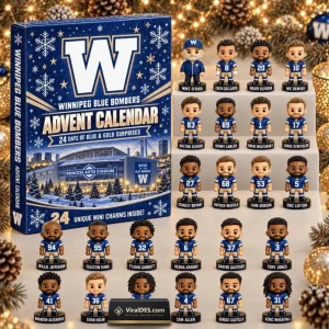 Front view of Winnipeg Blue Bombers Advent Calendar 2026 with mini figurines.