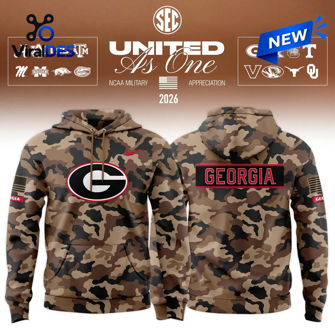 Georgia Bulldogs 2026 Military Appreciation Camo Hoodie Georgia Bulldogs 2026 Military Appreciation Camo Hoodie
