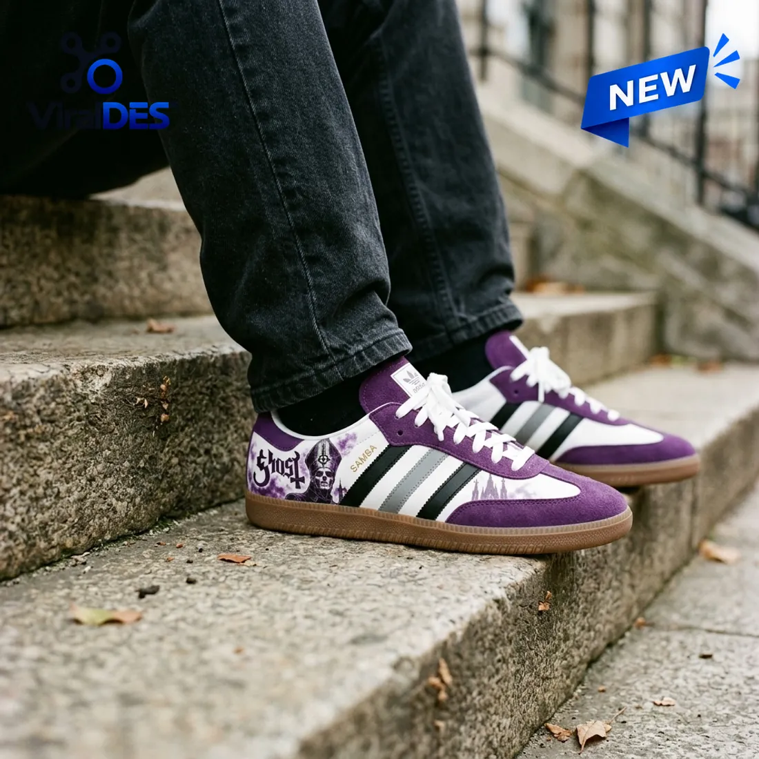 Ghost Purple Band Adidas Samba Shoes Side Profile