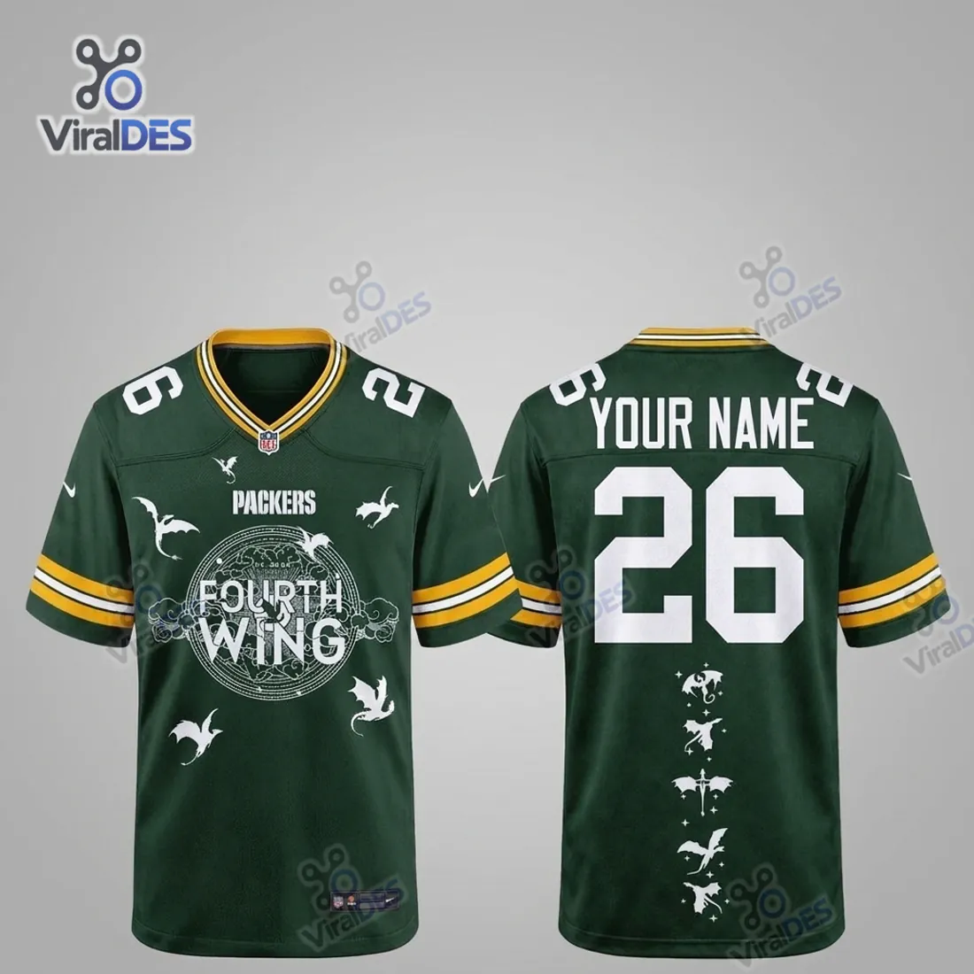Green Bay Packers Fourth Wing Custom Football Jersey Green Bay Packers Fourth Wing Custom Football Jersey