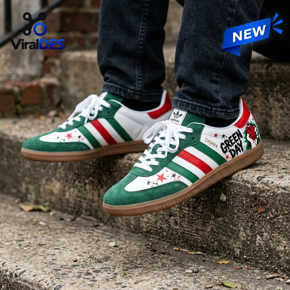 Green Day Custom Adidas Samba Shoes Green Day Custom Adidas Samba Shoes