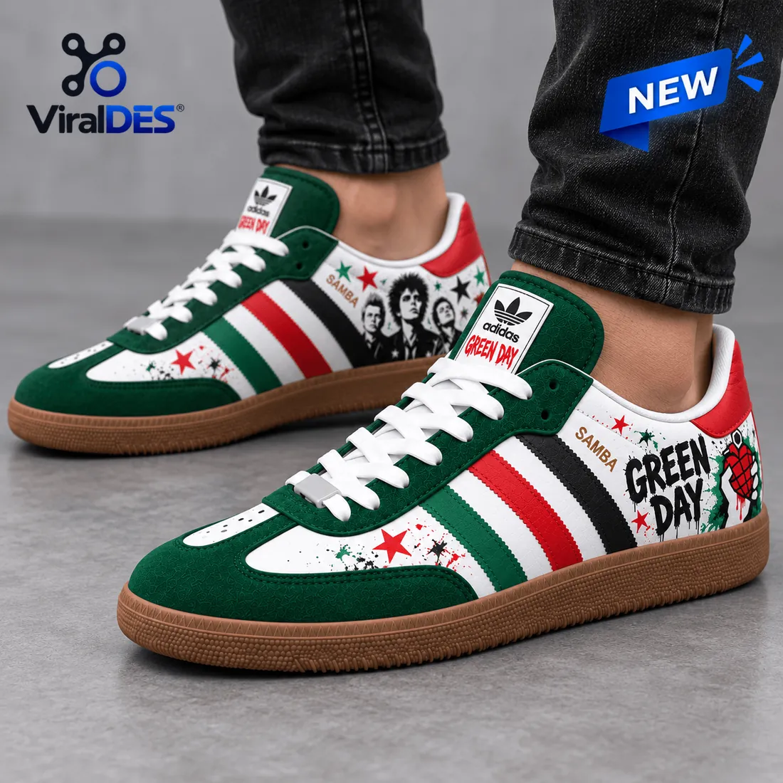 Green Day Custom Adidas Samba Shoes Green Day Custom Adidas Samba Shoes