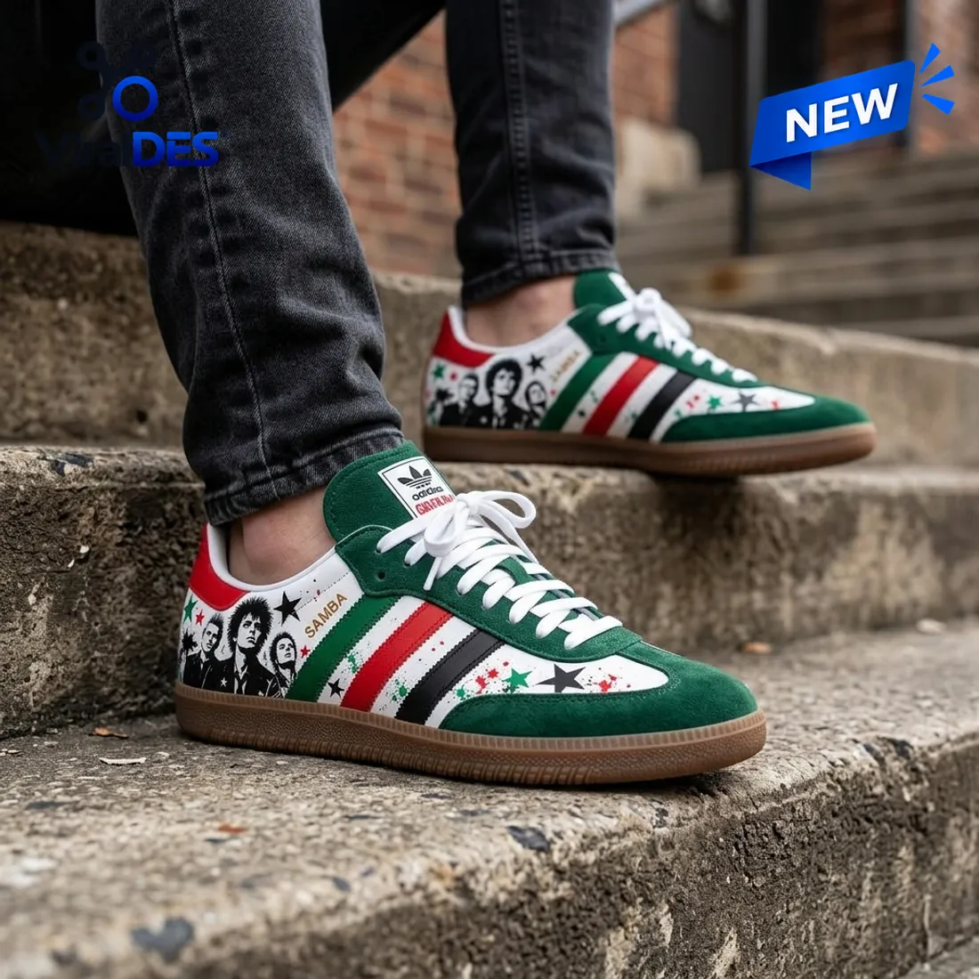 Green Day Custom Adidas Samba Shoes Green Day Custom Adidas Samba Shoes