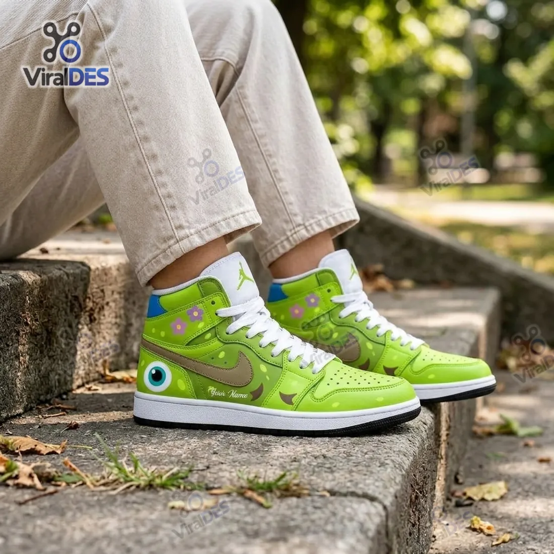 Green Monster Eye Custom High Top Sneakers Green Monster Eye Custom High Top Sneakers