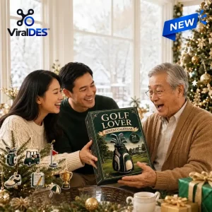 Front view of family opening a Golf Lover Advent Calendar together.