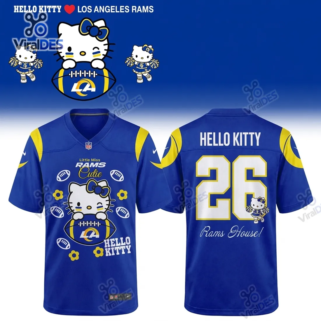 Hello Kitty x Los Angeles Rams Blue Football Jersey Hello Kitty x Los Angeles Rams Blue Football Jersey
