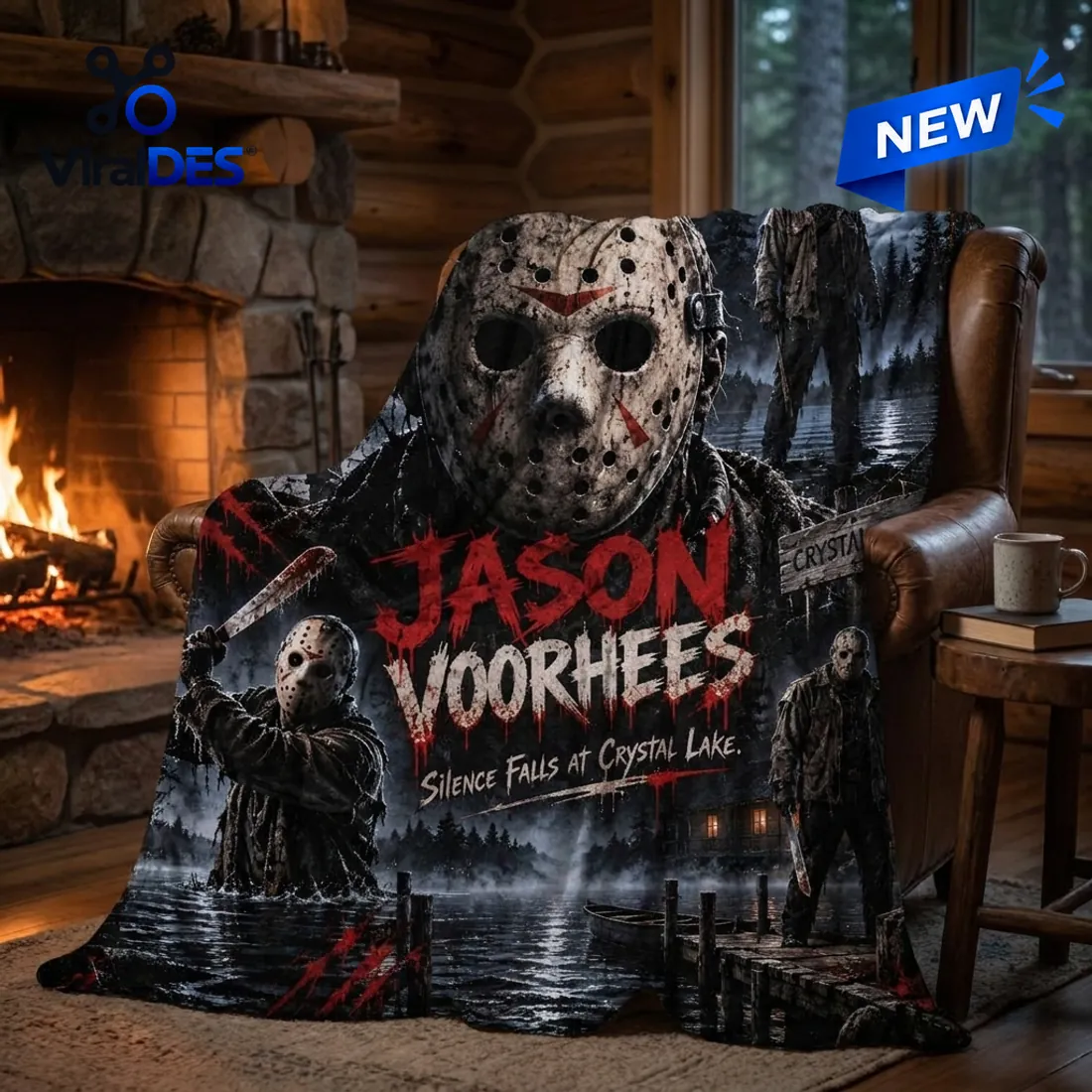 Jason Voorhees Moonlit Lake Fleece Blanket Jason Voorhees Moonlit Lake Fleece Blanket
