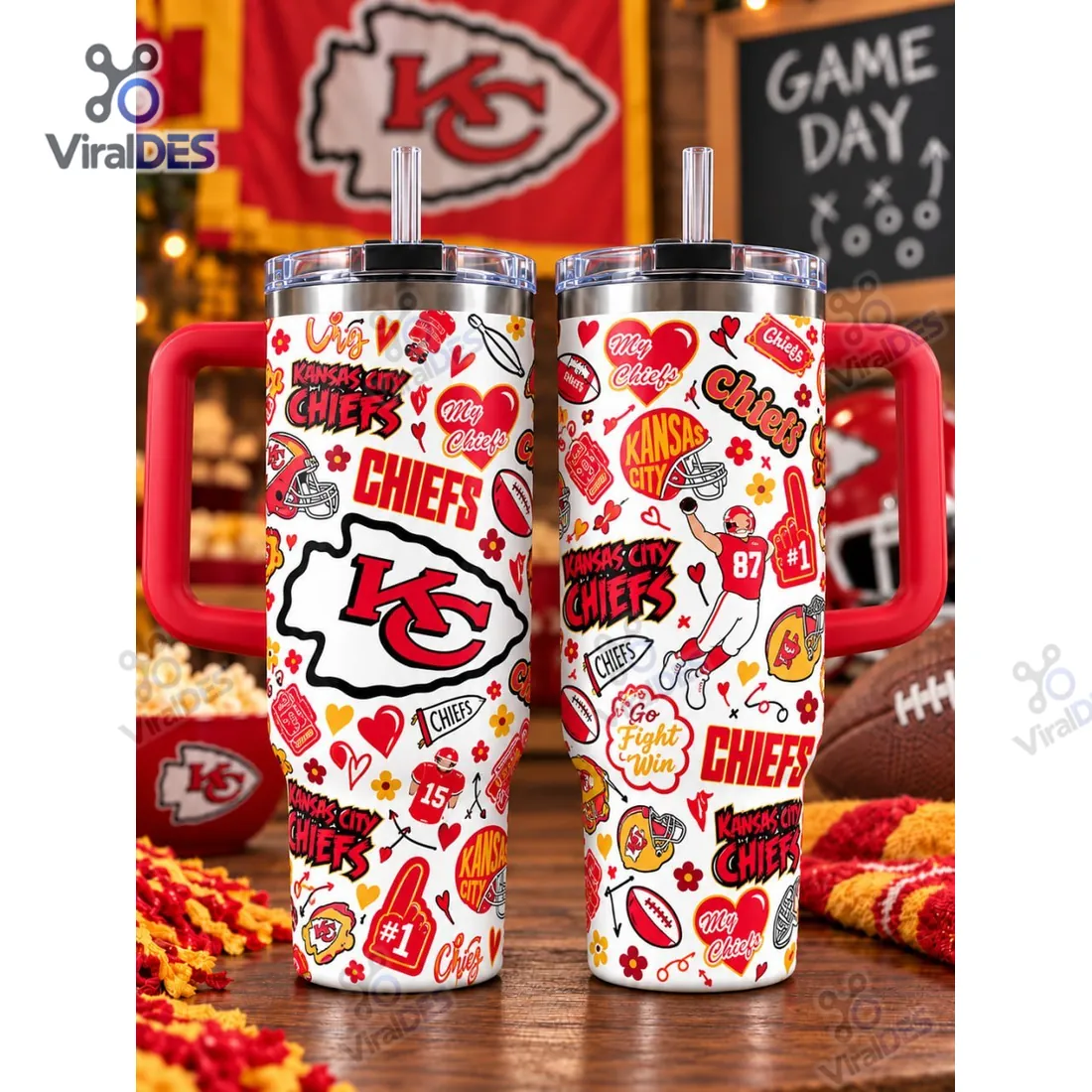 Kansas City Chiefs Football 40oz Tumbler Cup Kansas City Chiefs Football 40oz Tumbler Cup