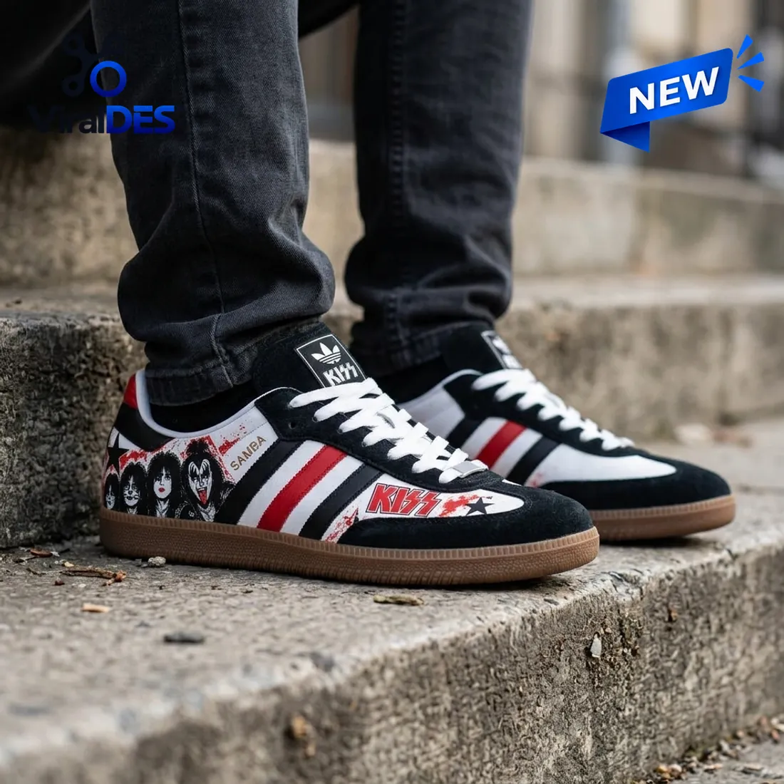 KISS Black Samba OG Shoes Front Profile