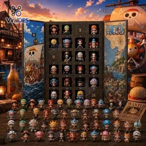 Front view of the One Piece Advent Calendar 2026 with numbered daily compartments and miniature figures.