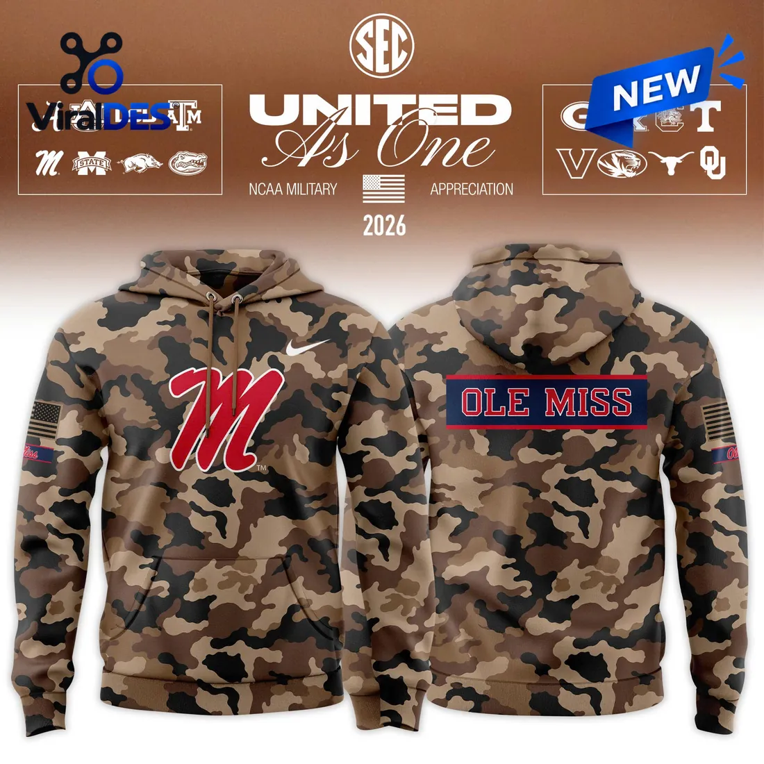 Ole Miss Rebels 2026 Military Appreciation Camo Hoodie Ole Miss Rebels 2026 Military Appreciation Camo Hoodie