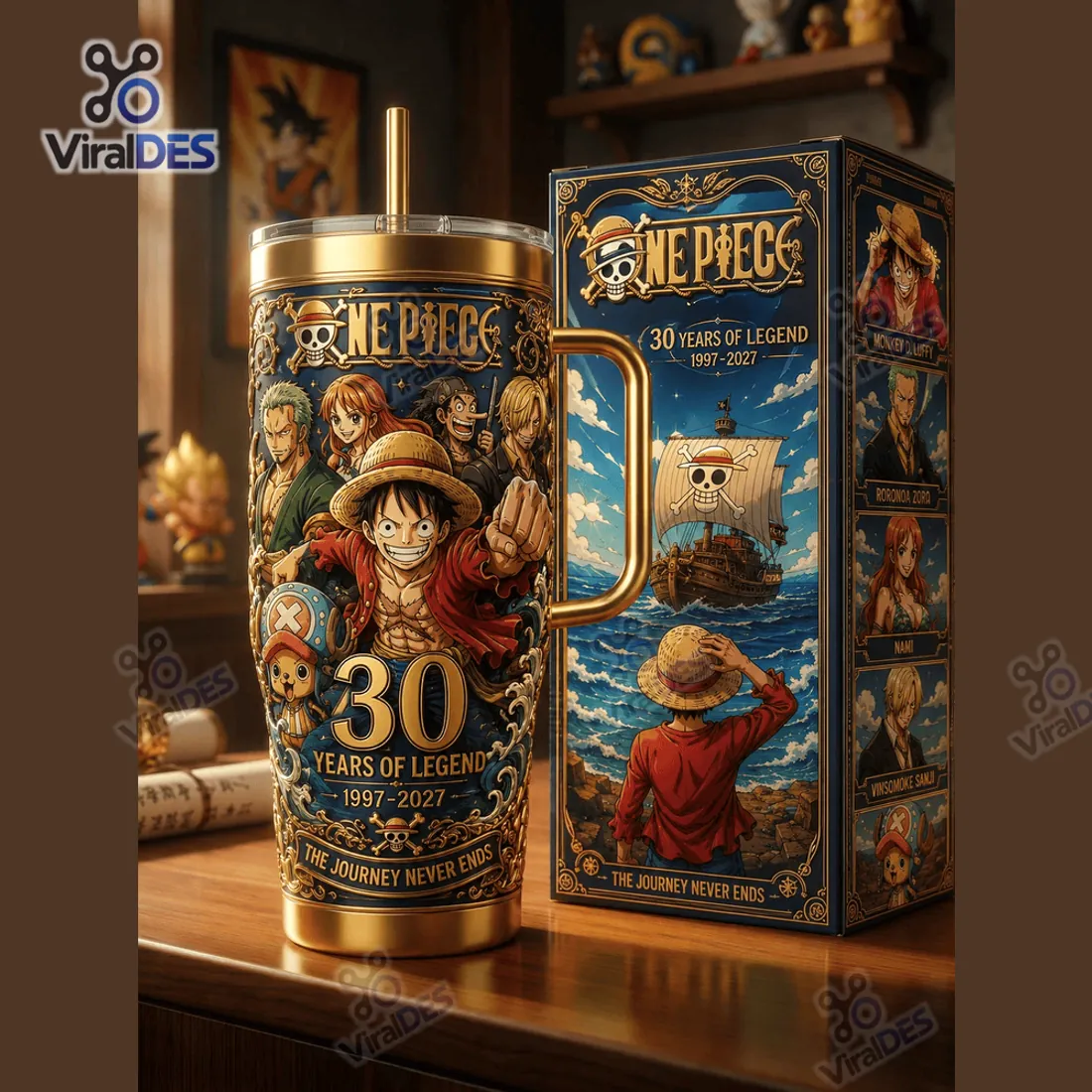 One Piece 30th Anniversary Gold Stanley Tumbler Cup One Piece 30th Anniversary Gold Stanley Tumbler Cup