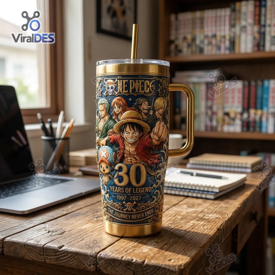 One Piece 30th Anniversary Gold Stanley Tumbler Cup One Piece 30th Anniversary Gold Stanley Tumbler Cup