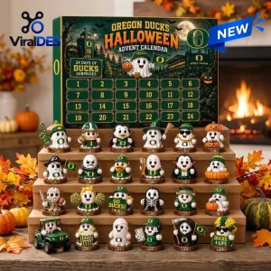 Front view of Oregon Ducks Halloween Advent Calendar 2026 with twenty-four numbered daily figures.