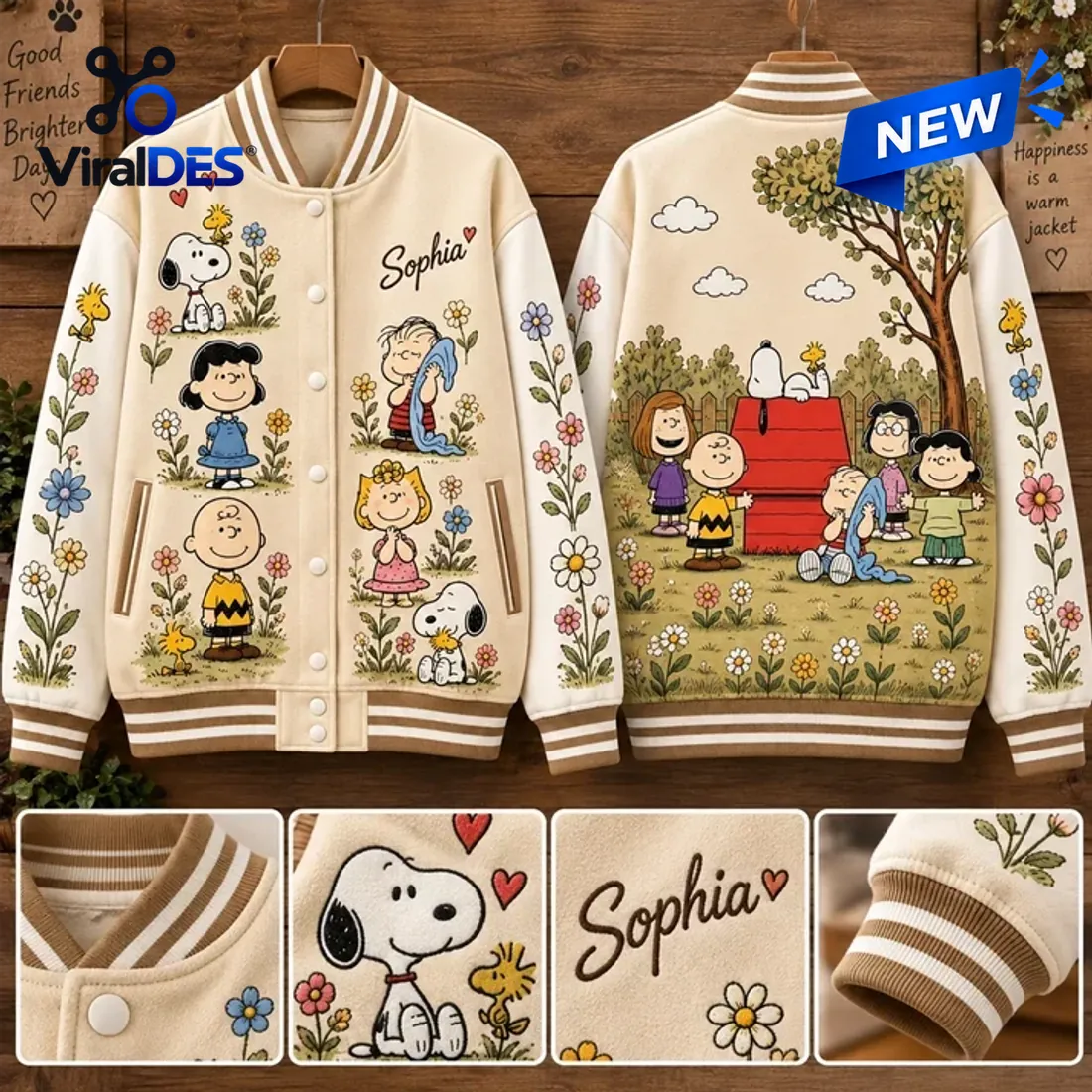 Peanuts Gang Custom Name Varsity Jacket Peanuts Gang Custom Name Varsity Jacket