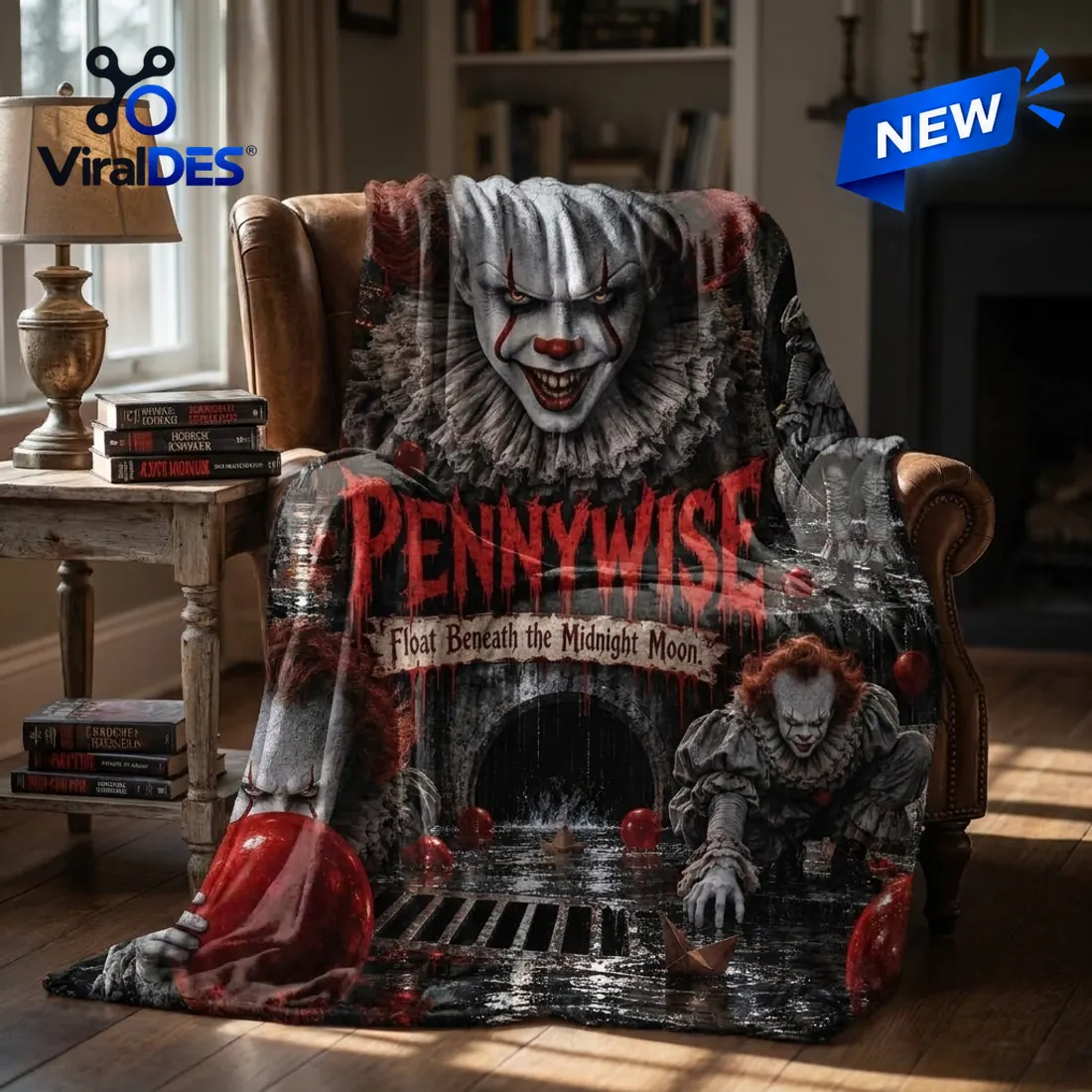 Pennywise Portrait Red Balloons Fleece Blanket Pennywise Portrait Red Balloons Fleece Blanket