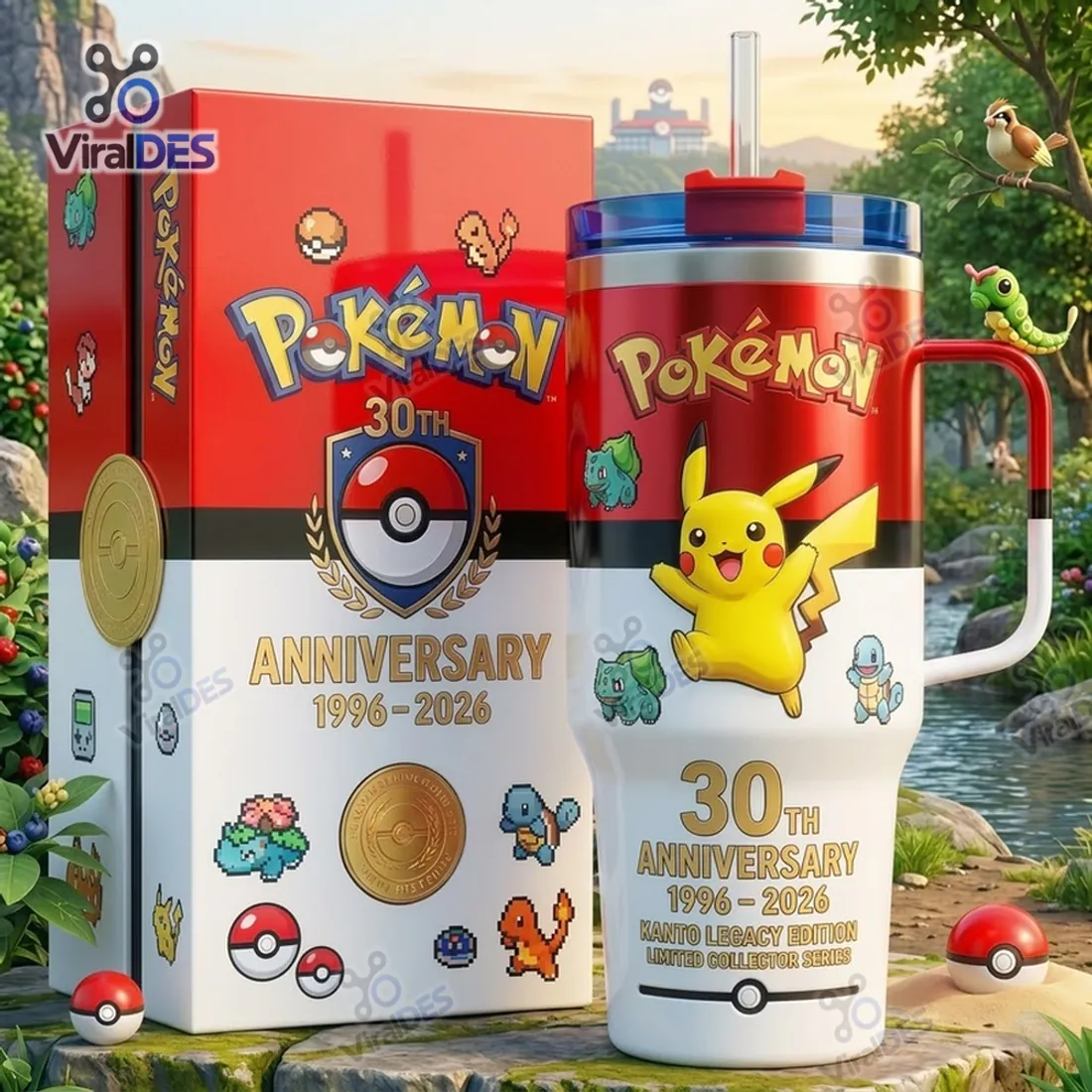 Pokémon 30th Anniversary 40oz Stanley Tumbler Pokémon 30th Anniversary 40oz Stanley Tumbler