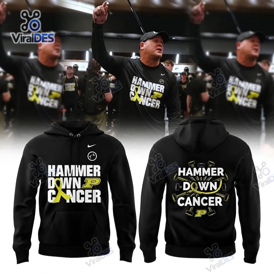 Purdue Boilermakers Hammer Down Cancer Black Hoodie Purdue Boilermakers Hammer Down Cancer Black Hoodie