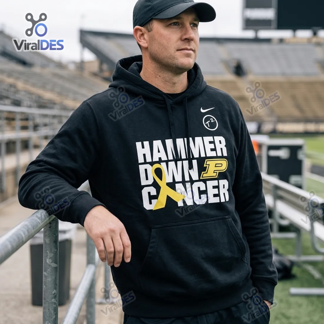 Purdue Boilermakers Hammer Down Cancer Black Hoodie Purdue Boilermakers Hammer Down Cancer Black Hoodie