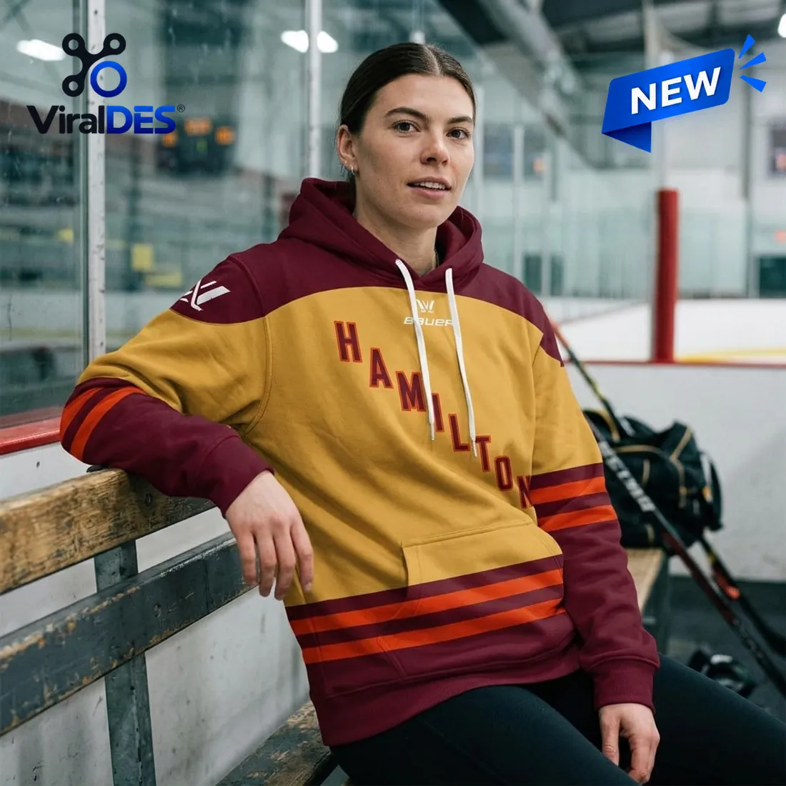 PWHL Hamilton 2026 Maroon Gold Hoodie PWHL Hamilton 2026 Maroon Gold Hoodie