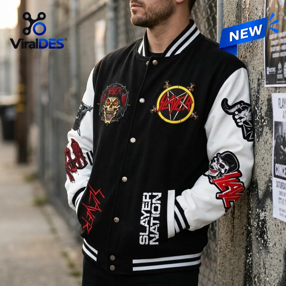 Slayer Angel Of Death Baseball Varsity Jacket Sleeve Profile