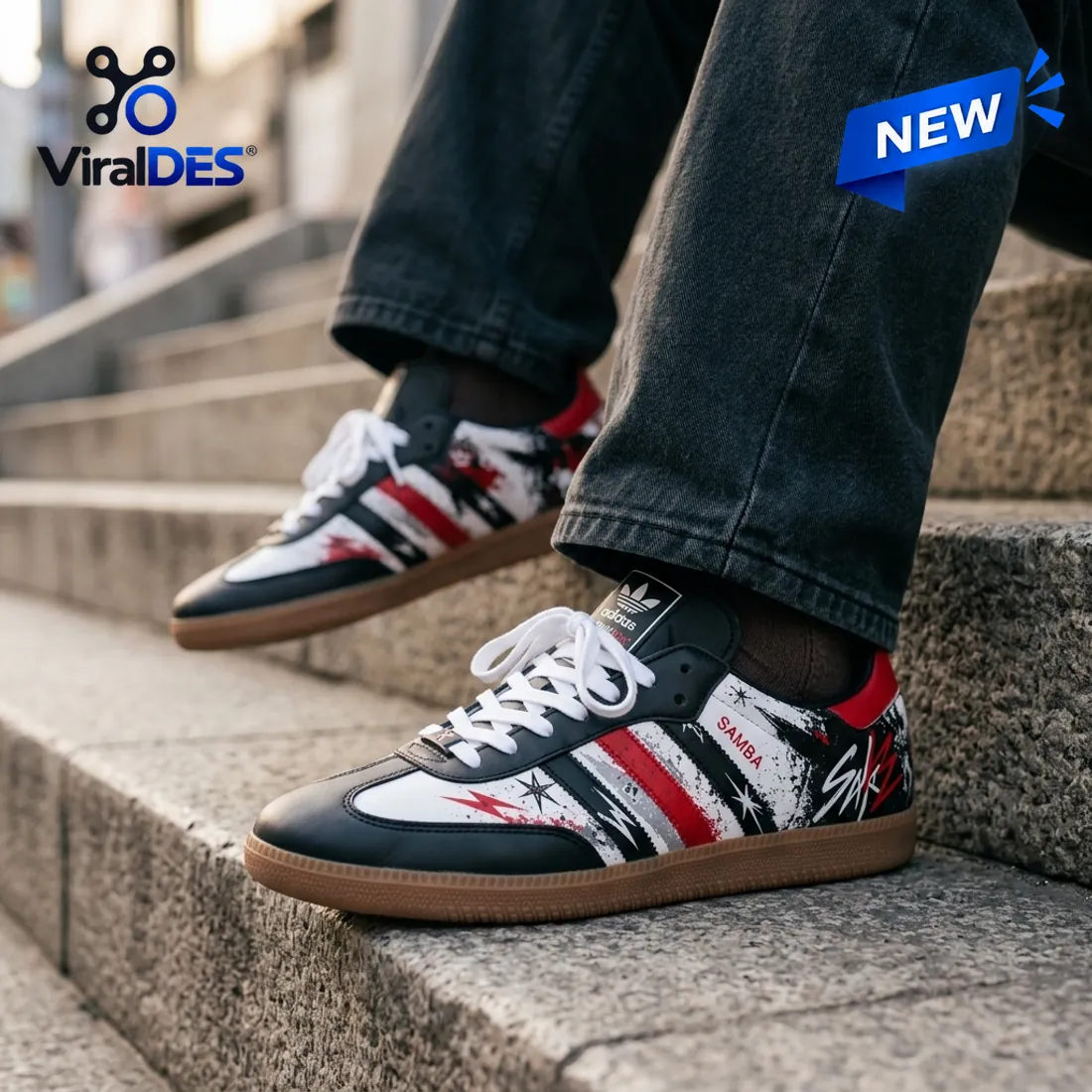 Stray Kids Black Red Samba Sneakers Stray Kids Black Red Samba Sneakers