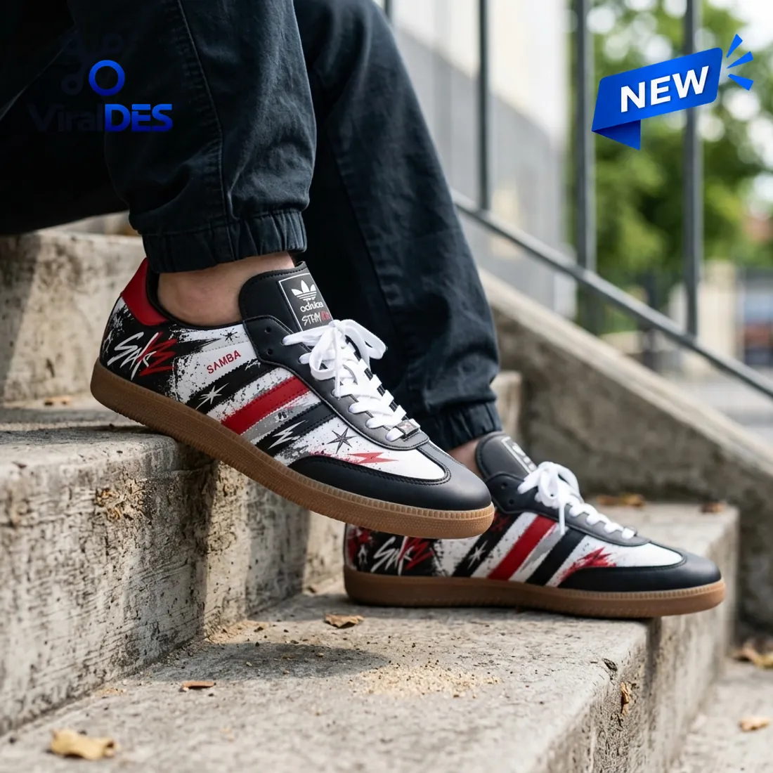 Stray Kids Black Red Samba Sneakers Stray Kids Black Red Samba Sneakers